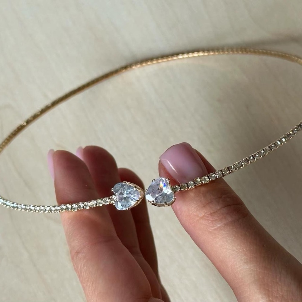 Rhinestone Heart Choker